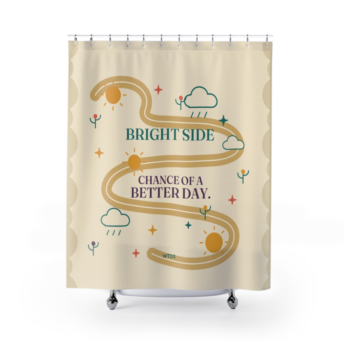 Supplier render; not a photograph: The Bright Side · Shower Curtain · Supplier render