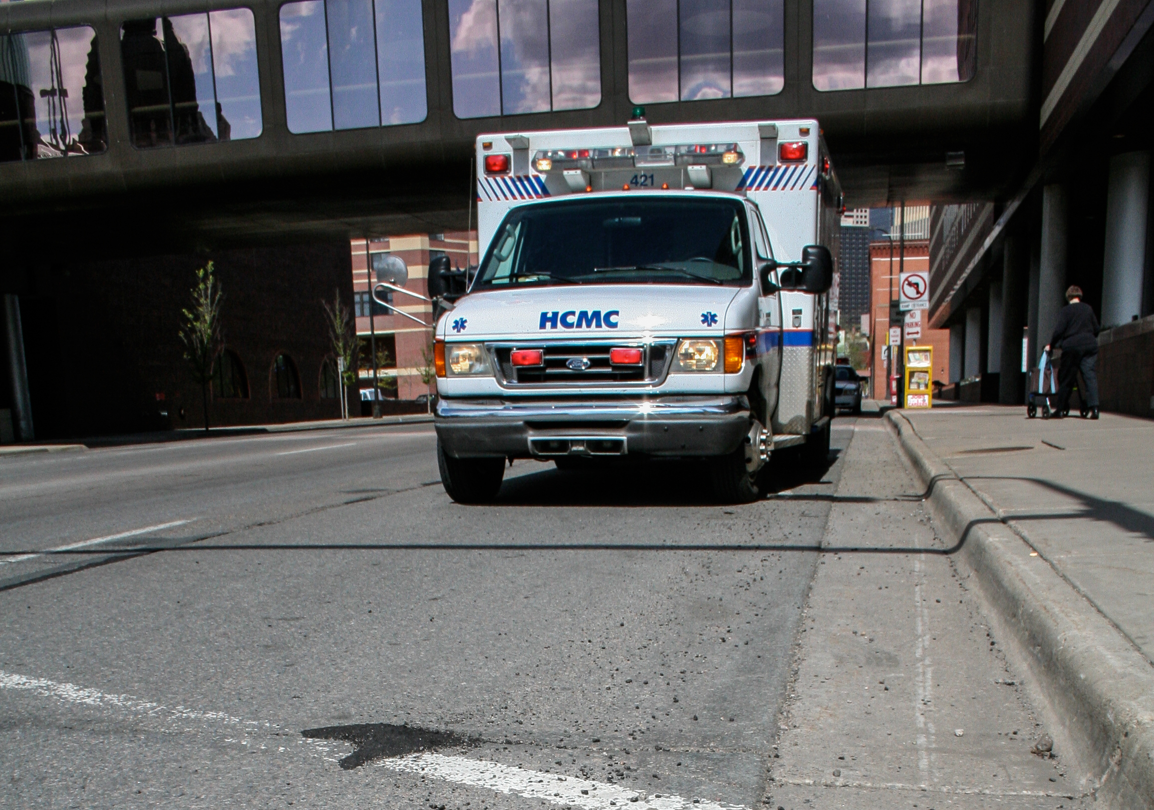 An HCMC ambulance on a Minneapolis street.